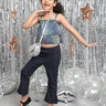 Shop Girls Party Blue Holographic Layered Top And Flared Pant Online