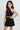 woven sleeveless rose detail crop top and skirt set-Black