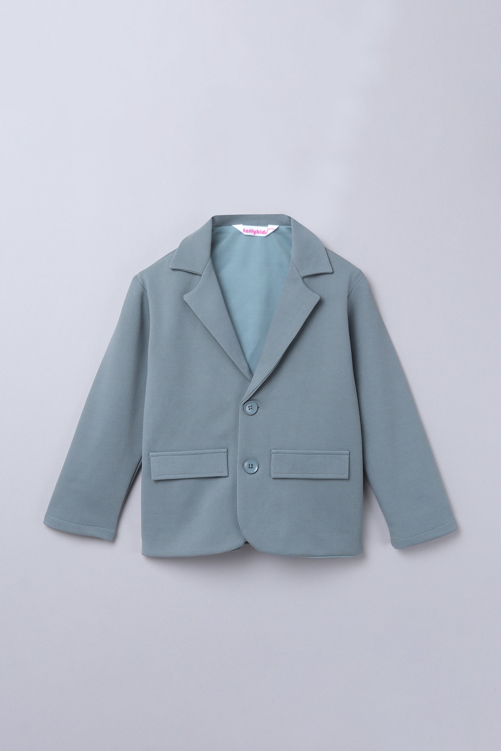 Textured Full sleeves Brooch detail Blazer-Sage Green