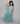 girls green floral printed cut out detail back tie-up ethnic gown