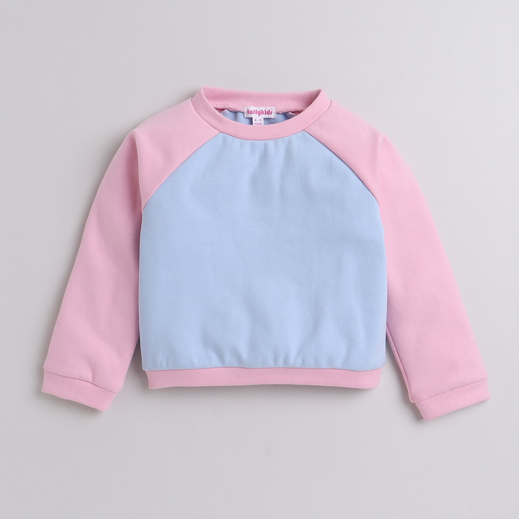 Shop Girls Pink &Amp; Blue Contrast Raglan Sleeves Pullover Sweatshirt Online