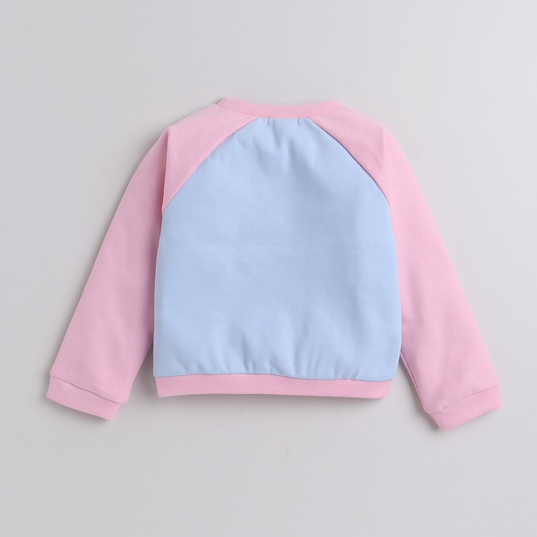 Shop Girls Pink &Amp; Blue Contrast Raglan Sleeves Pullover Sweatshirt Online