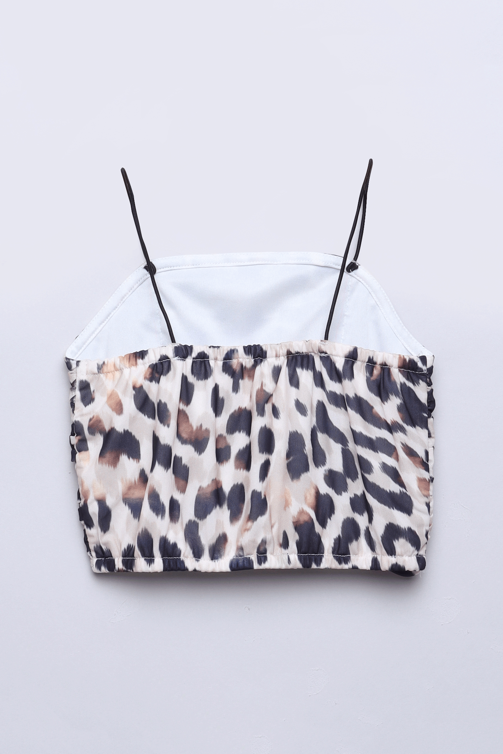 animal printed ruched singlet crop top-Multi