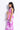 satin sleeveless color block printed halter neck wrap top and pant set-Purple & Orange