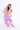 satin sleeveless color block printed halter neck wrap top and pant set-Purple & Orange