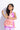 satin sleeveless color block printed halter neck wrap top and pant set-Purple & Orange