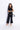 Sleeveless Asymmetric wrap vest top and pant set-Black