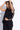 Sleeveless Asymmetric wrap vest top and pant set-Black