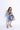 Satin sleeveless ikat printed shell detail crop top and skorts co-ord set-Blue & White