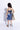 Satin sleeveless ikat printed shell detail crop top and skorts co-ord set-Blue & White