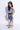 Satin sleeveless ikat printed shell detail crop top and skorts co-ord set-Blue & White
