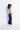 Cotton lycra solid side slit cargo pants-Navy blue