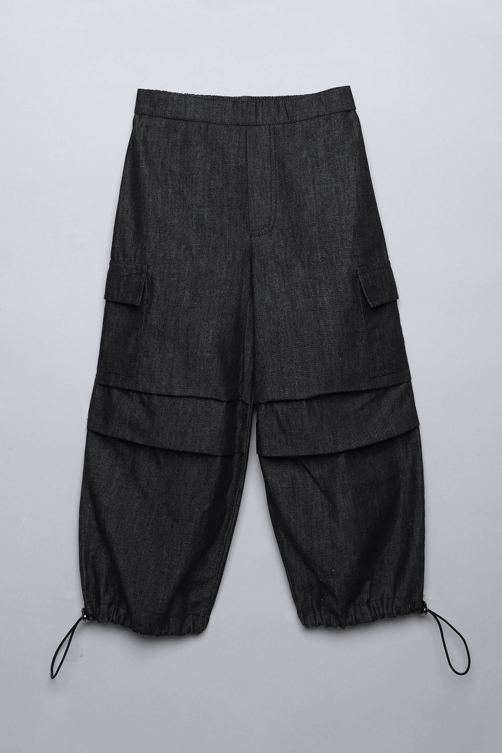 Denim full length parachute pant - Grey