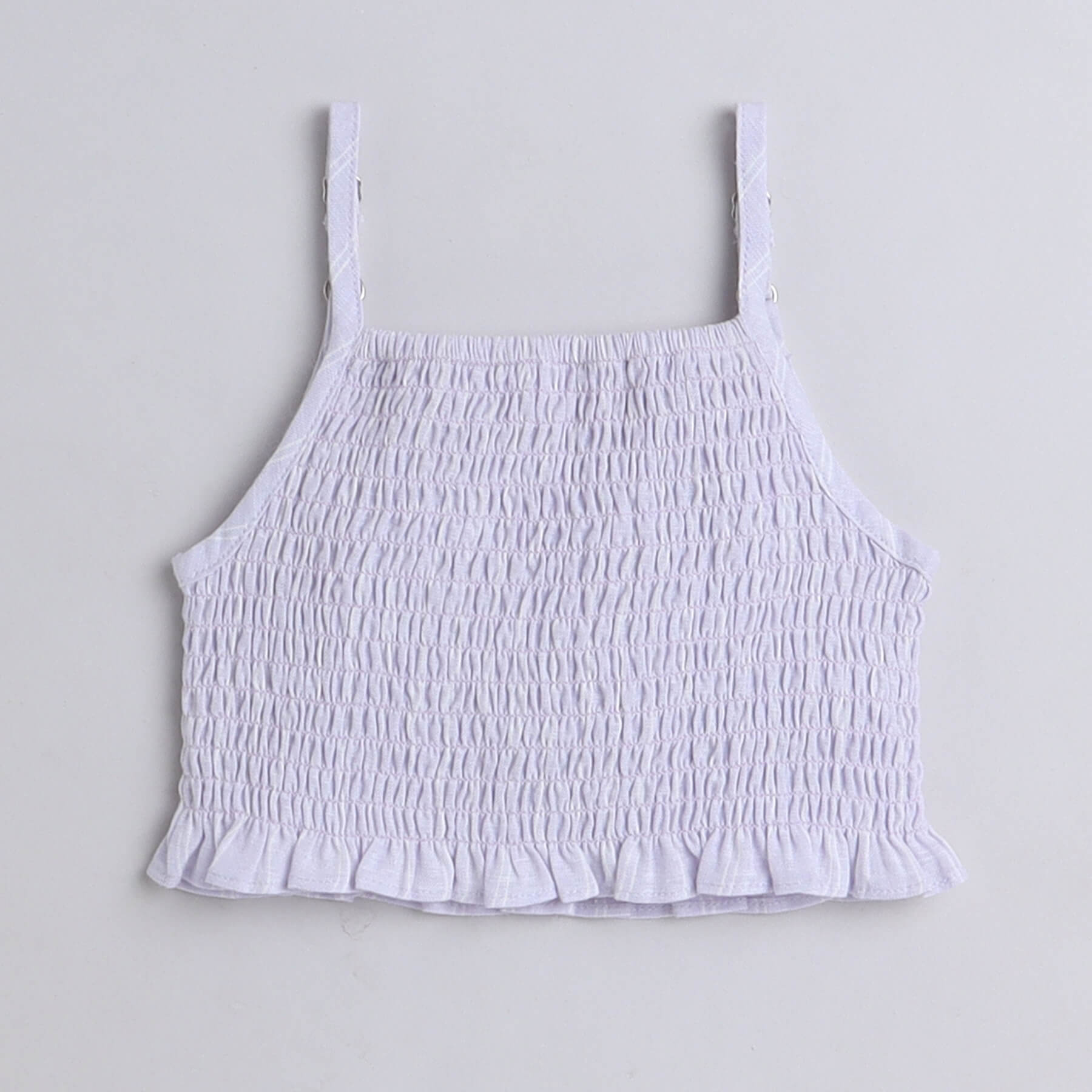 Shop Girls Lilac Purple Stripes Singlet Smoked Top And Pant Set Online