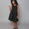 Shop Girls Black Strips Printed Overlap Singlet Dress Online