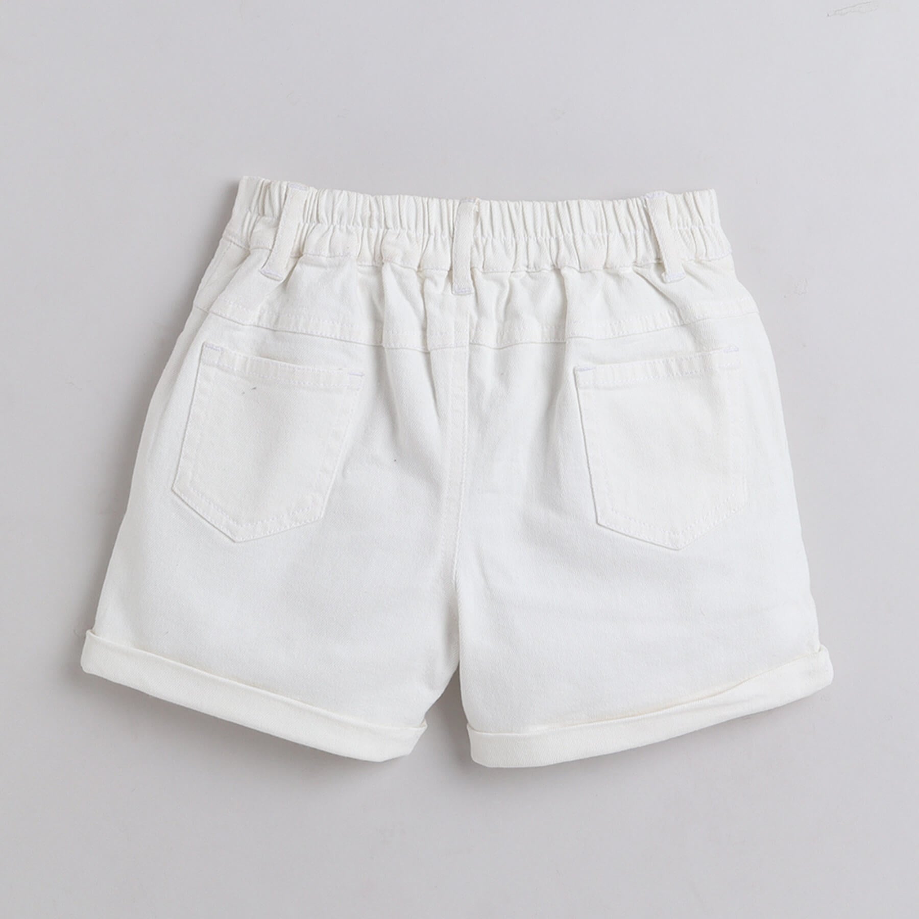white cotton lycra shorts