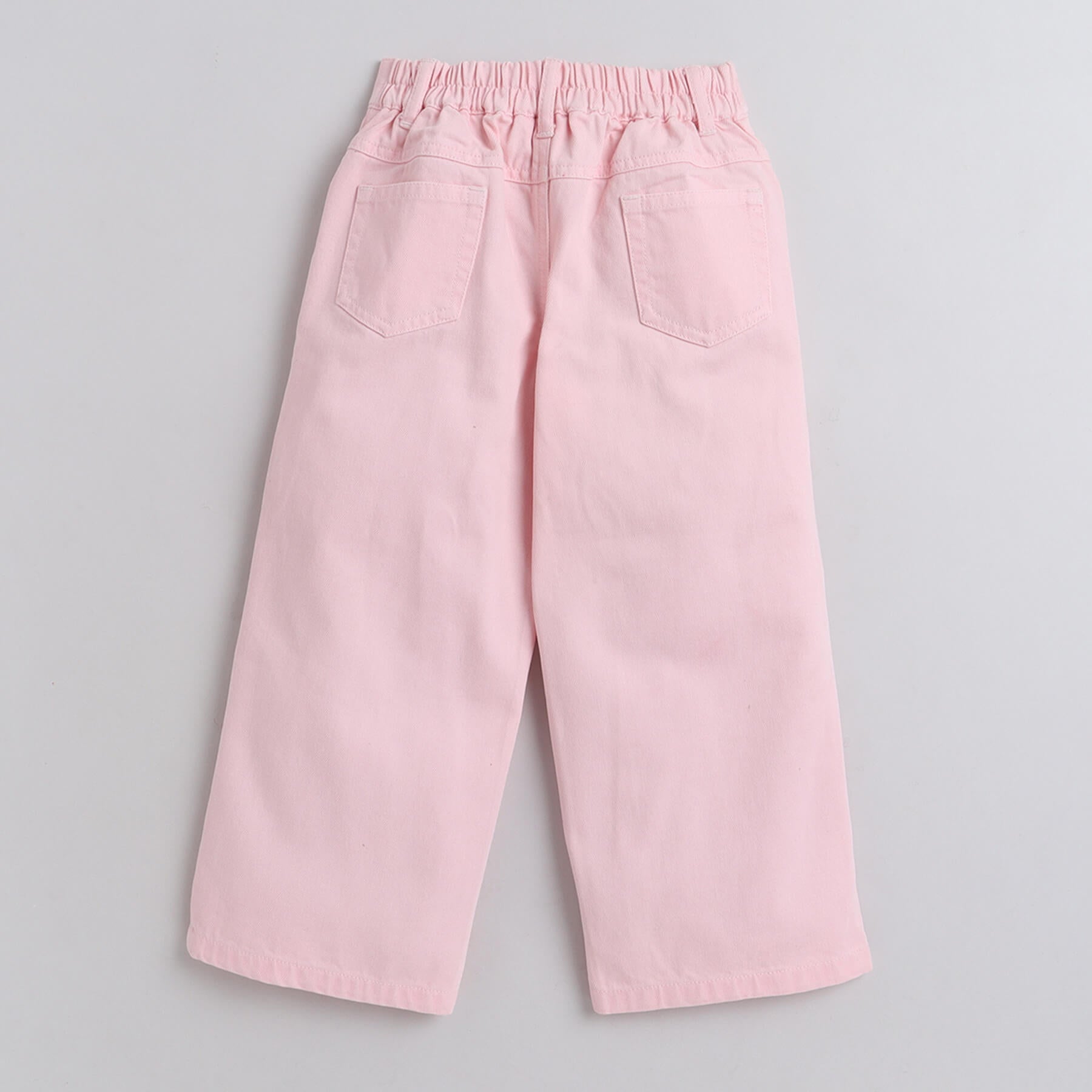 pink wide leg cotton jeans
