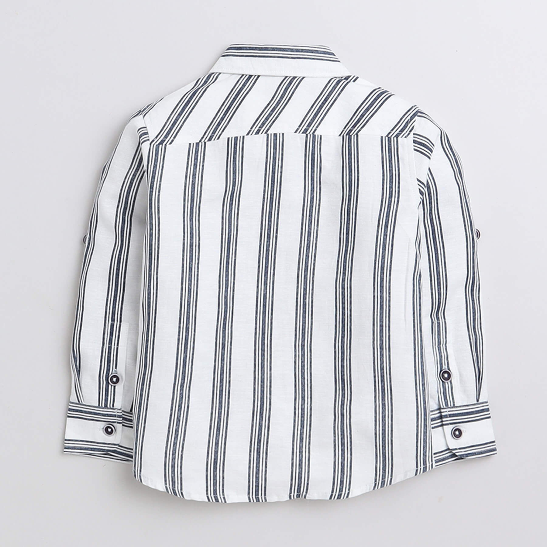 Taffykids stripes printed turn up full sleeves shirt - White/Blue