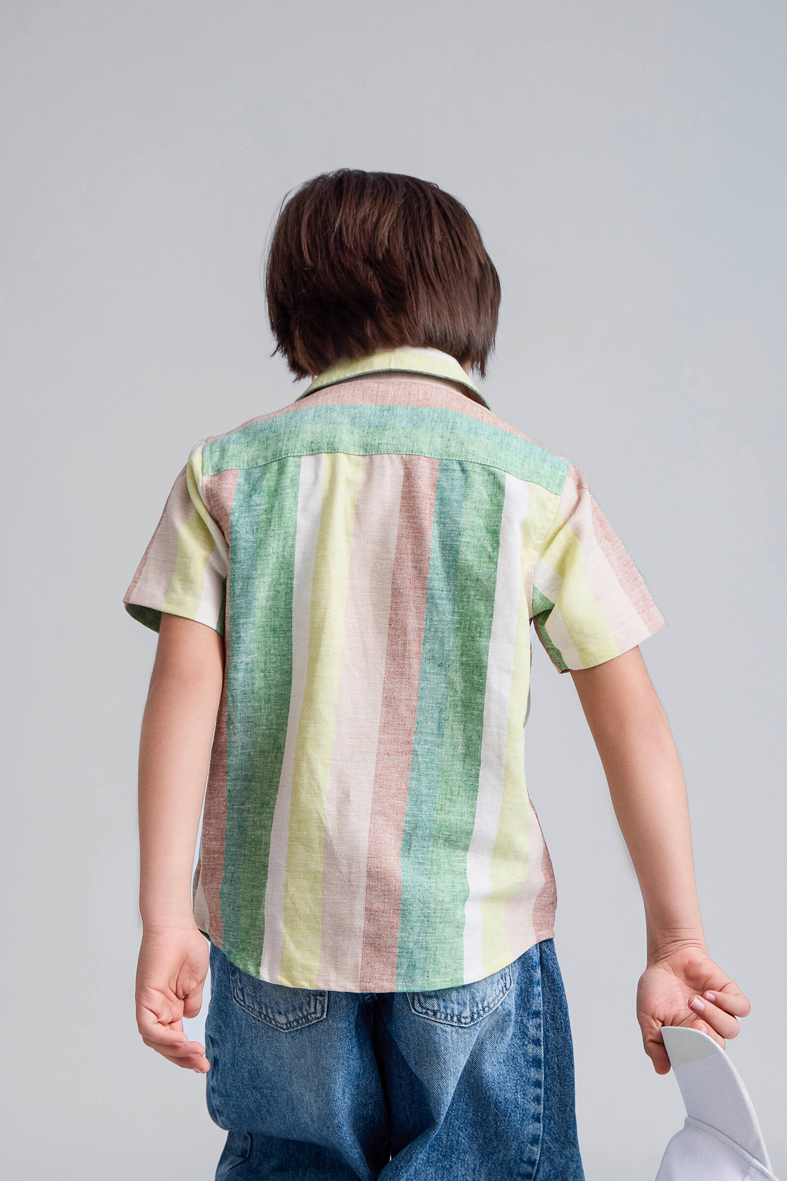 Striped half sleeves pocket detailed shirt with attached tee-Multi