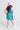 100% viscose Sleeveless polka dots printed smoked detail Dress-Turquoise & brown