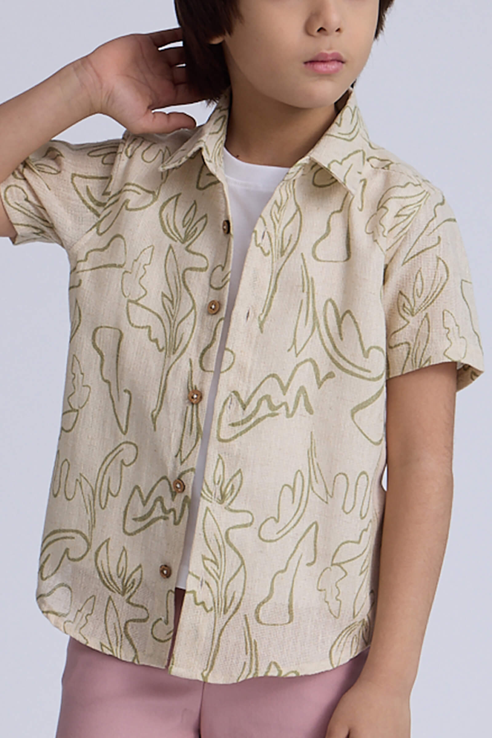 Abstract printed Half sleeves shirt with attached Tee-Multi