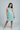 Pleated knit sleeveless halter neck Aline party dress- Mint Blue