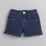 blue cotton lycra shorts with pockets