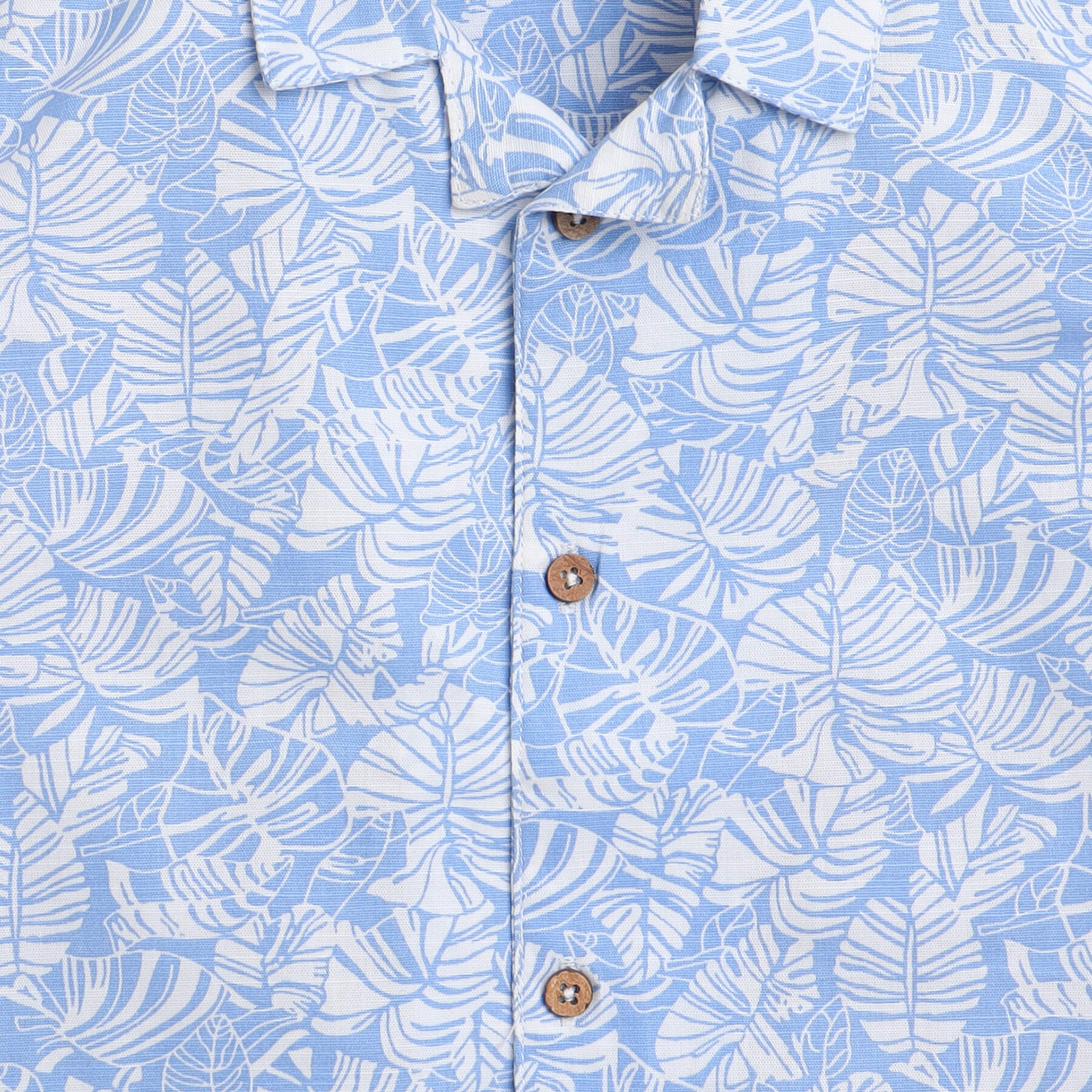 Taffykids tropical printed half sleeves shirt- White/blue