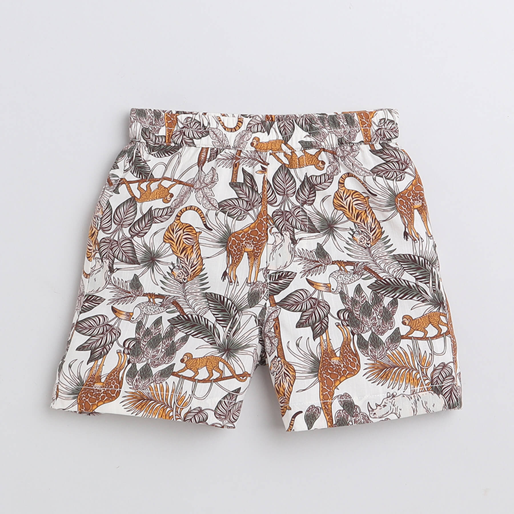 Taffykids tropical printed half sleeves shirt and shorts set- Multi