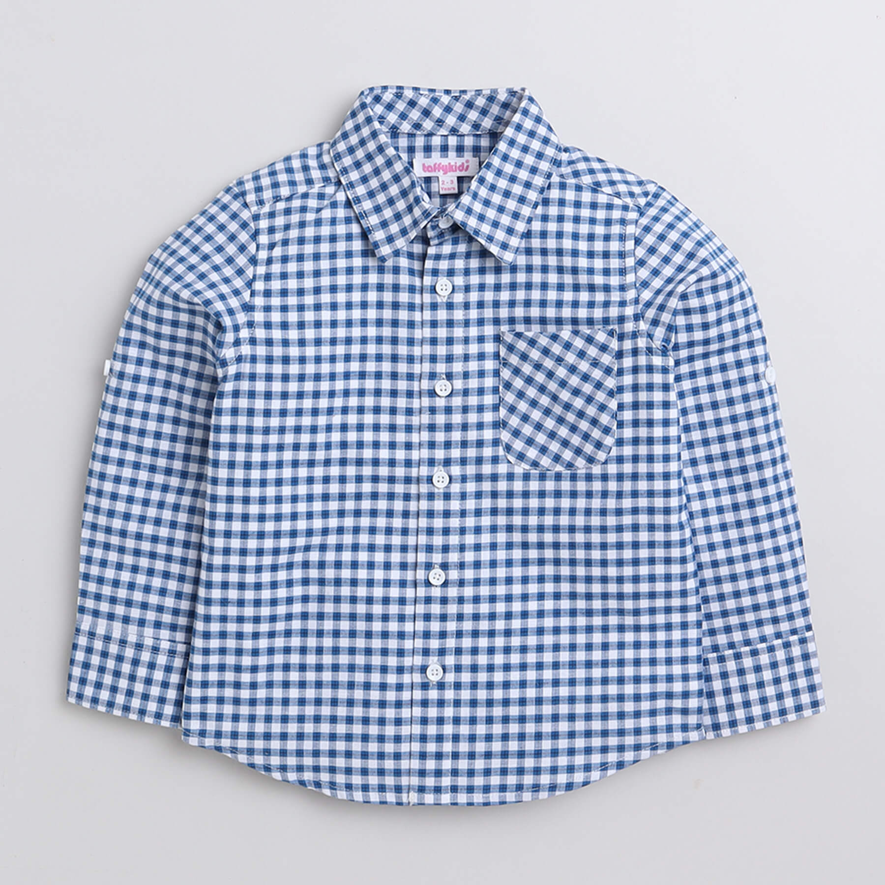 Taffykids checks turn up full sleeves shirt with attached tee - Black/White