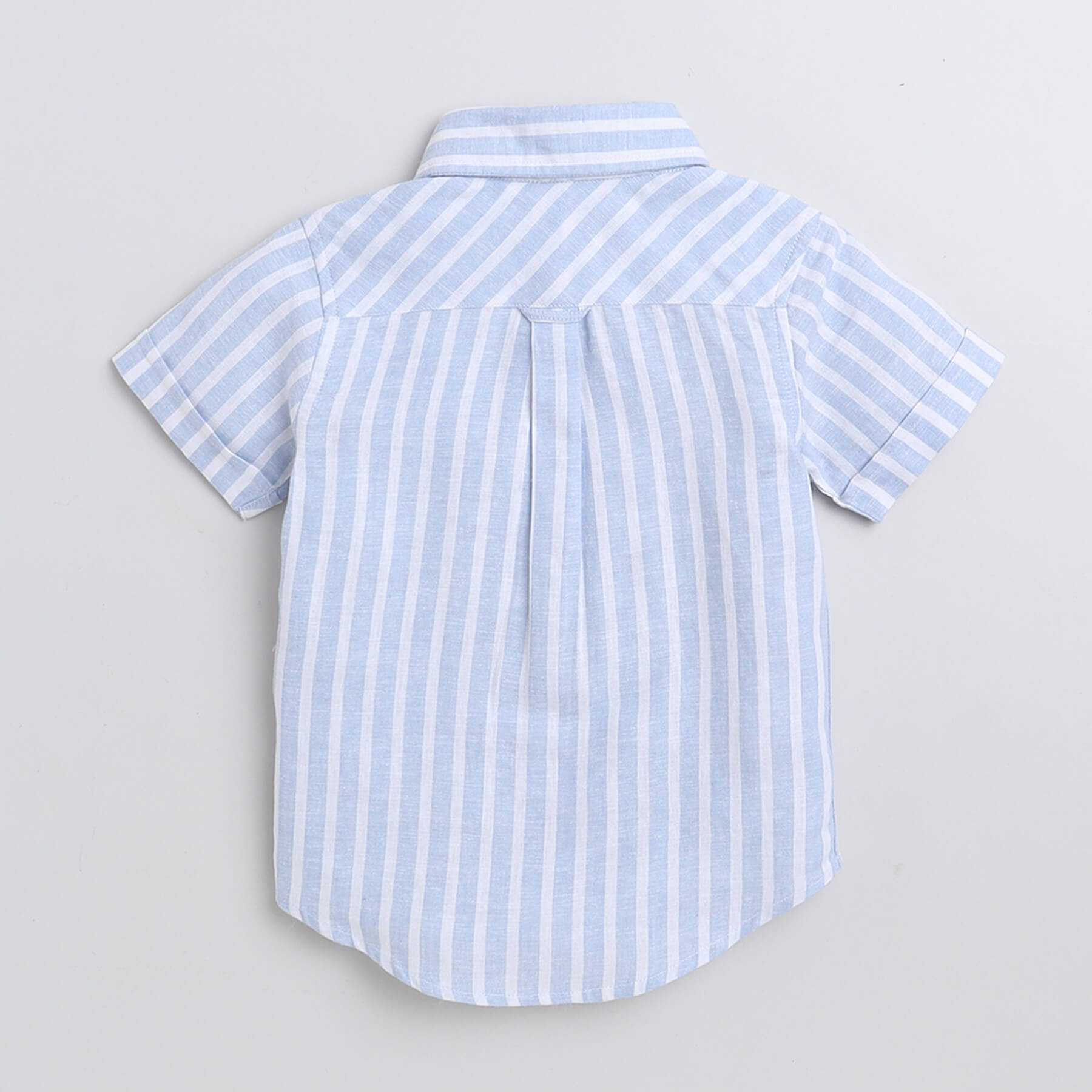 Taffykids stripes embroidered half sleeves shirt - White/Blue