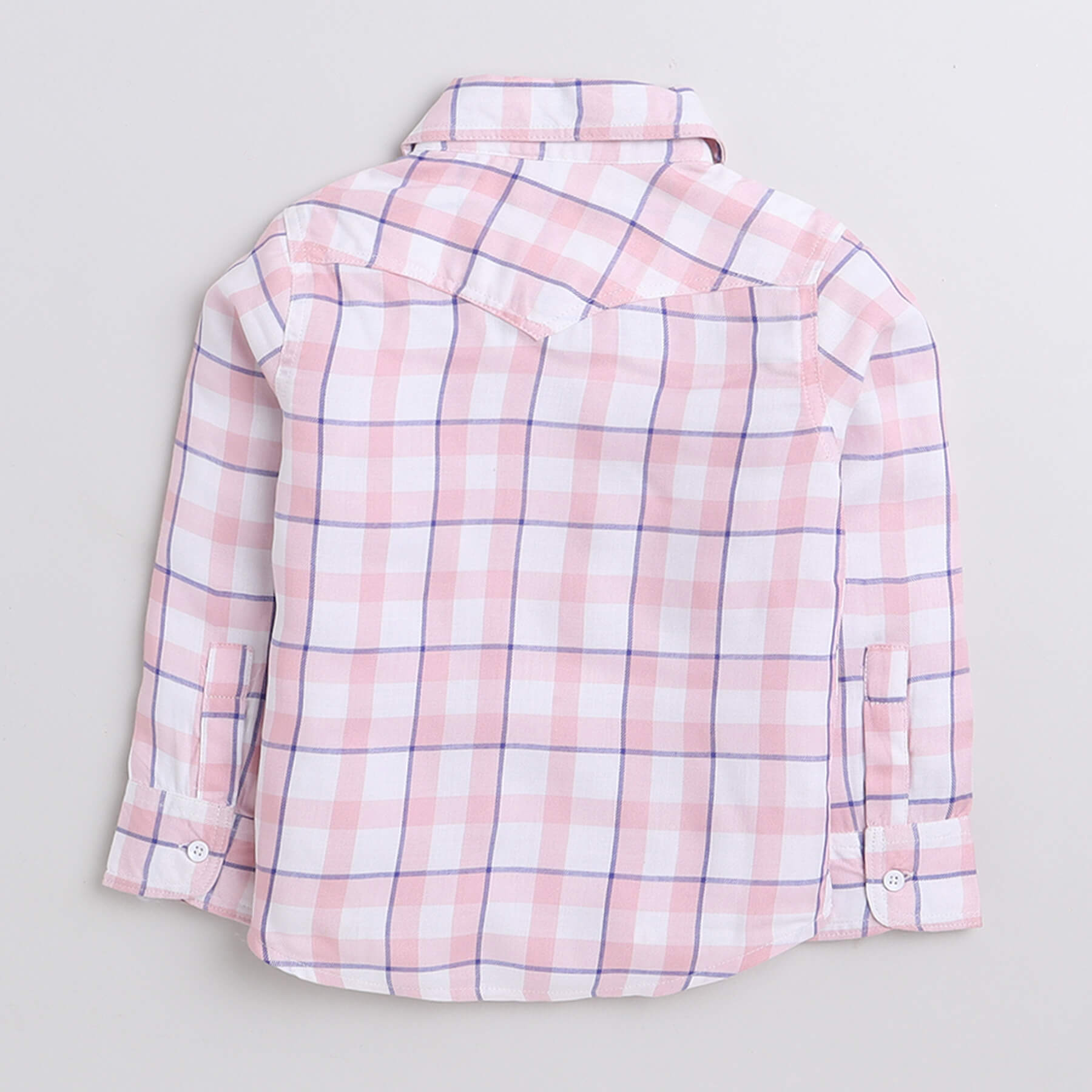 Taffykids checks full sleeves shirt - Pink/White