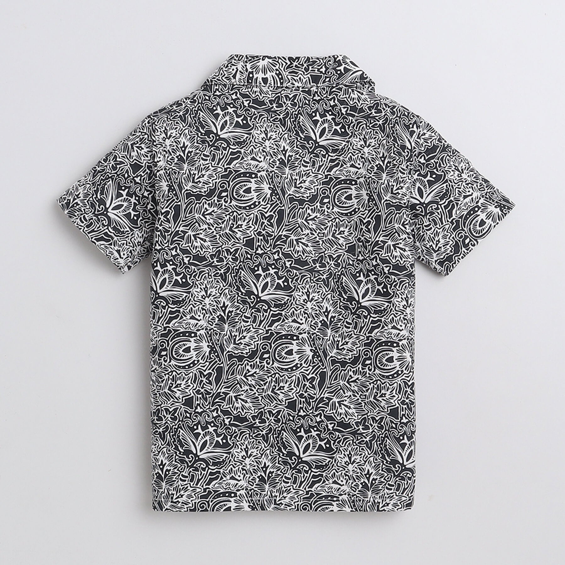 Taffykids floral printed half sleeves shirt and shorts set - Black/White