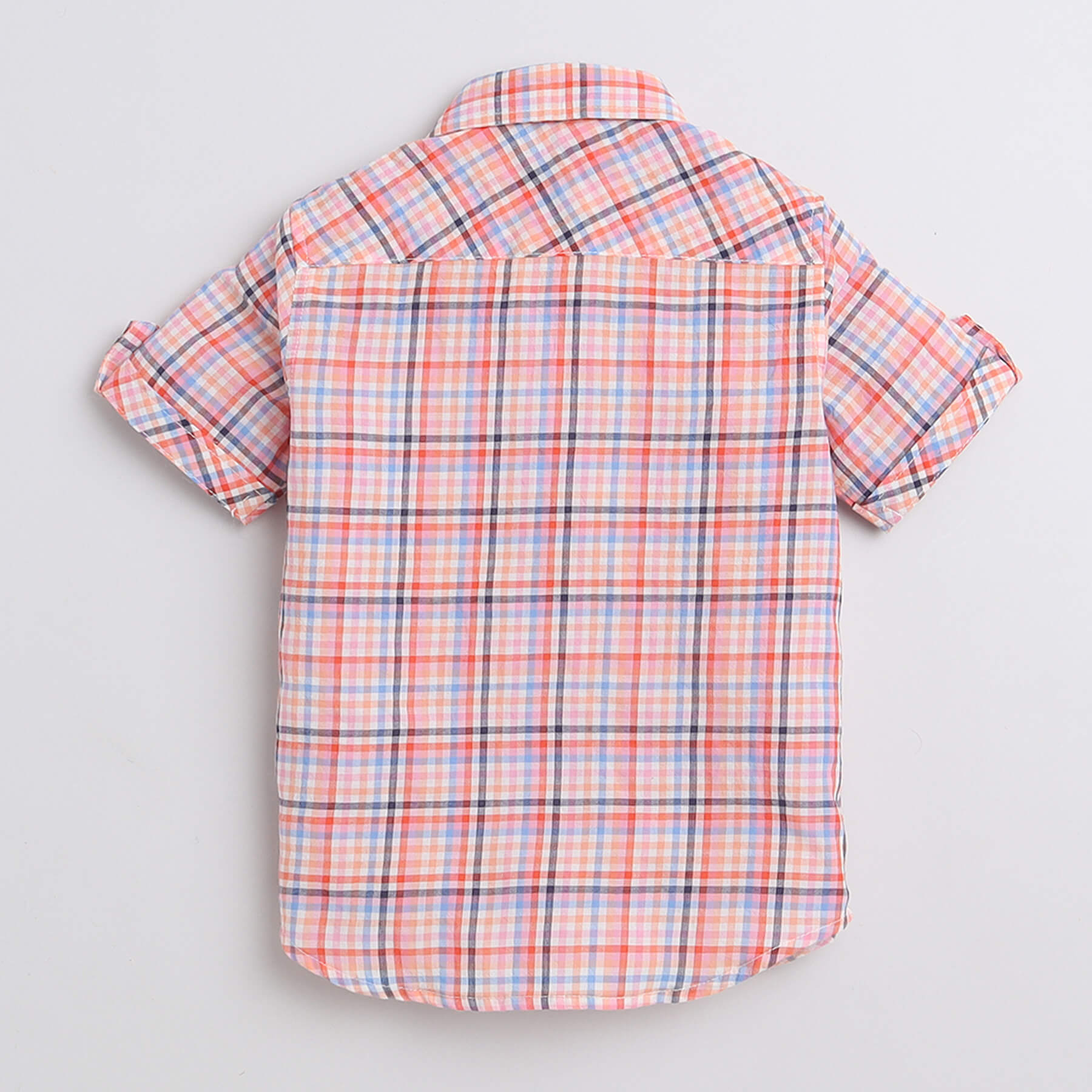 Taffykids checks printed half sleeves shirt with attached tee - Multi