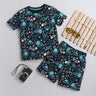 space theme printed tee and shorts set-Navy blue