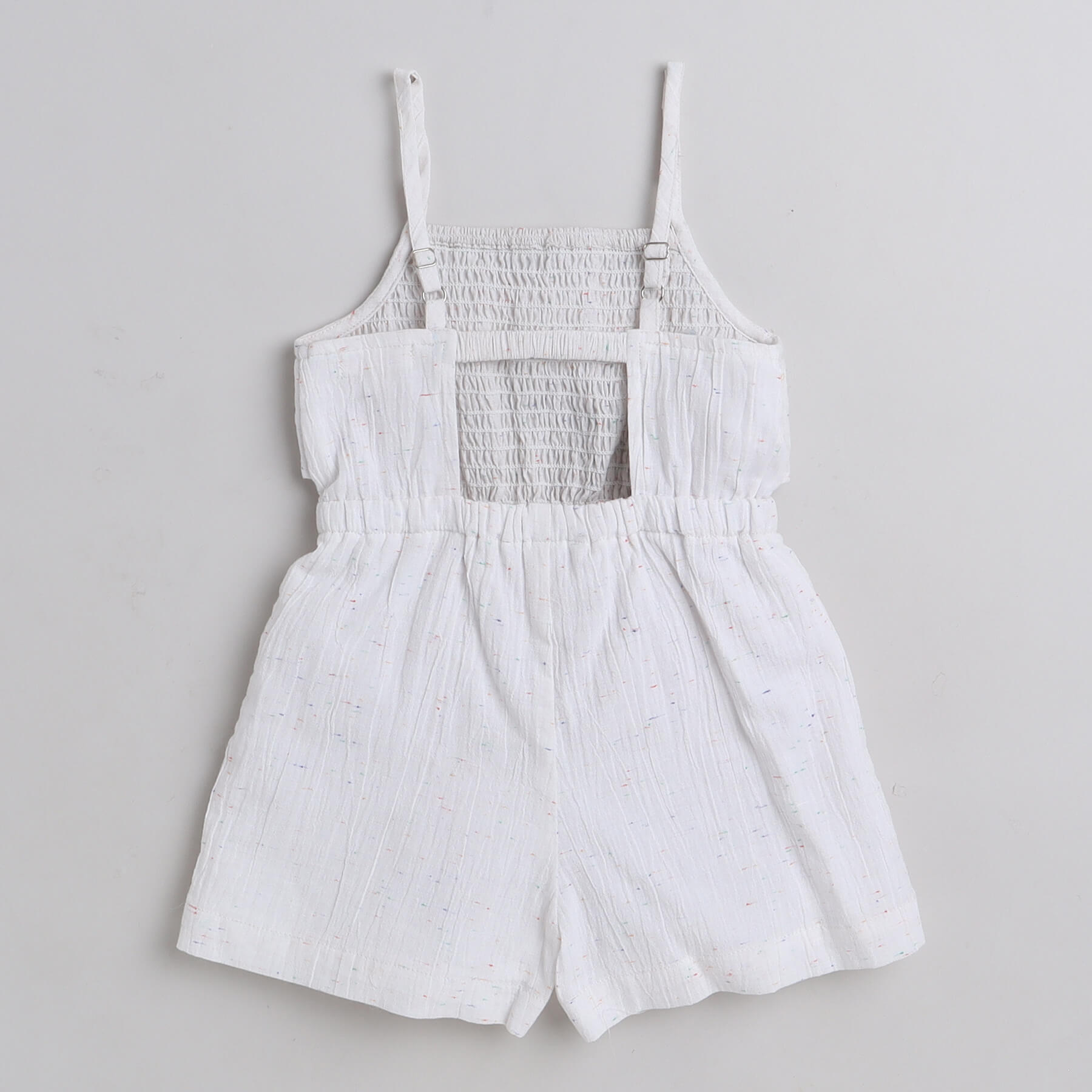 Shop Smoked Detail Front Tie-Up Organic Cotton Playsuit-White Online