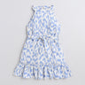 ikat printed halter neck dress with tie-up belt - White/Blue