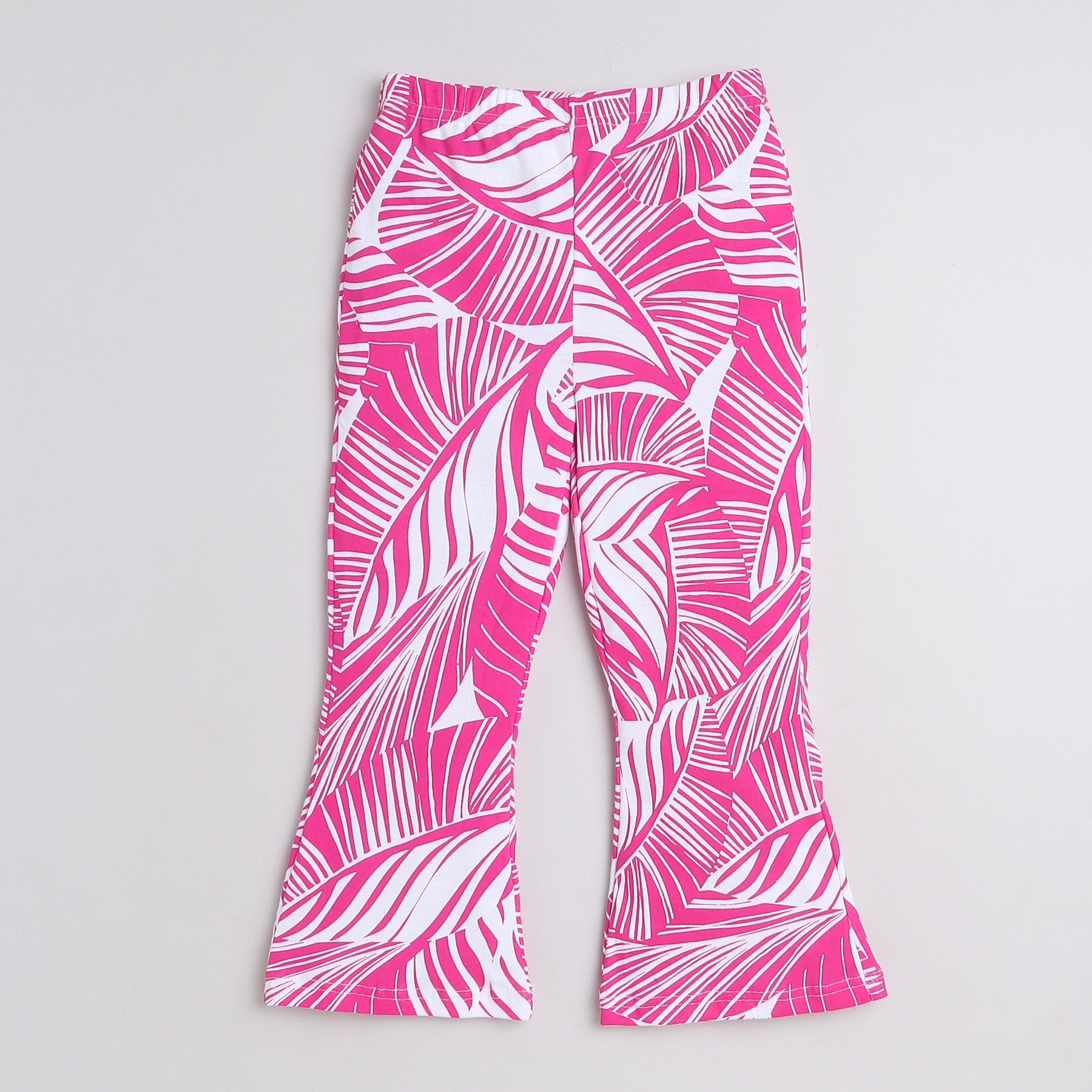 Shop Tropical Printed Halter Neck Crop Top And Flared Pant Set - Pink /White Online