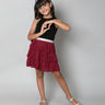 halter neck top and ruffle skirt set- Black/ Wine