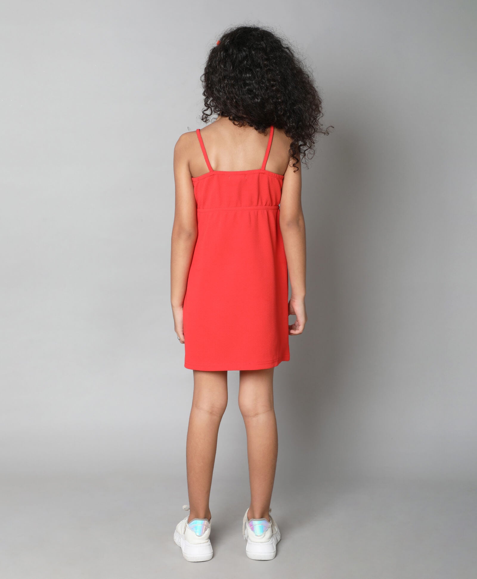 cut-out detail bow dress-Red