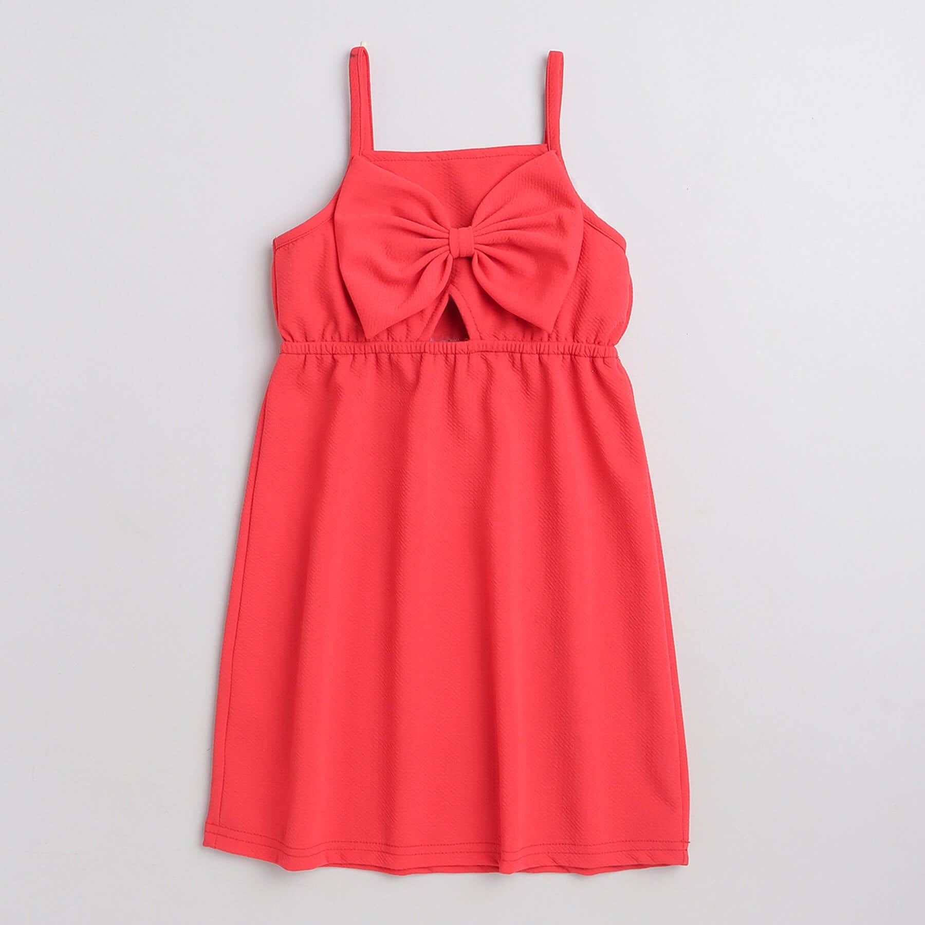 cut-out detail bow dress-Red