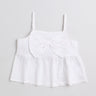 100% cotton singlet sleeveless bow detail peplum top - White