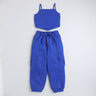 solid singlet crop top and cargo pant set-Blue