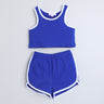 Shop Sleeveless Crop Top And Mini Shorts Set- Blue/ White Online