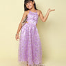 embroidered back tie-up ethnic gown-Purple