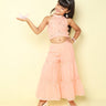 embroidered ethnic choli and Sharara pant set-Peach