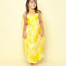 Shop Tie-Dye Printed Embroidered Ethnic Gown With Dupatta-Yellow Online