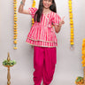 bandani printed ethnic kedia kurta and solid dhoti set-Pink/Multi