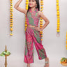 Shop Patchwork Printed Ethnic Crop Blazar And Pant Set-Multi Online