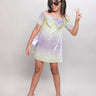 sequins embellish ombre printed Aline party dress-Green/Purple